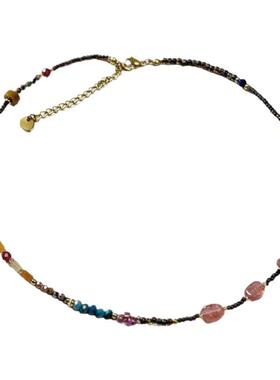 新中式天然石串珠项链女草莓晶