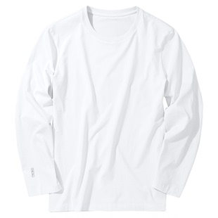 MrBu布先生圆领居家长袖打底T恤衫男士松弛感白色上衣休闲KT15778