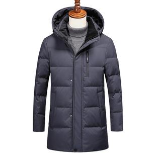 雪中飞2025冬新款羽绒服男士中长款爸爸黑色简约保暖中老年外套