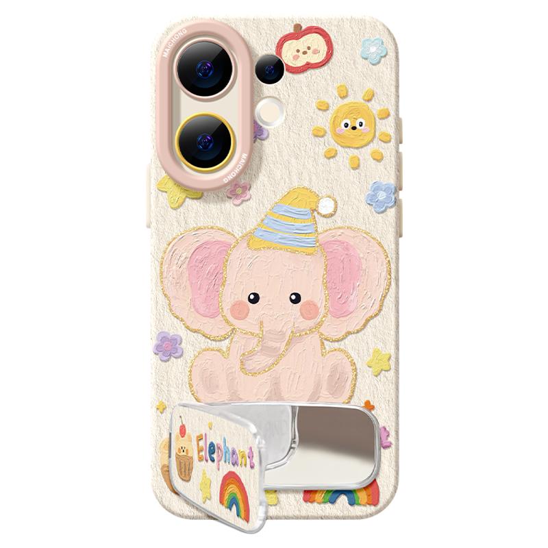 适用vivos30手机壳女款s19pro保护套vivo s16e全包18防摔s15/s12高级s18硅胶软s17外壳油画s9支架大象新款s20