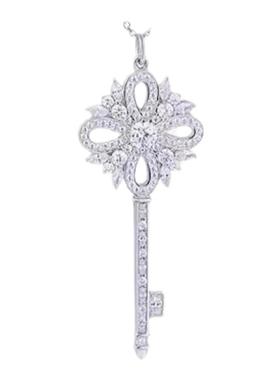 维多利亚瑰宝雪花钥匙项链女纯银玫瑰金满钻长款毛衣链秋冬百搭潮