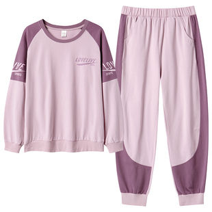 睡衣女款秋季长袖纯棉2024年新款休闲运动高级感家居服春秋款套装