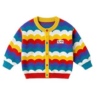 嘟嘟家男童毛衣春装宝宝外套儿童条纹上衣女童童装女宝毛衫春季类