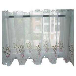 免打孔蝴蝶结刺绣小窗户装饰隔断短窗半截成品窗帘小卧室半帘短帘