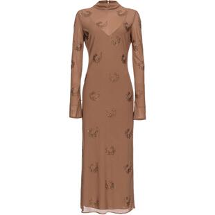 PINKO女士水钻漩涡高领长款连衣裙104335A289