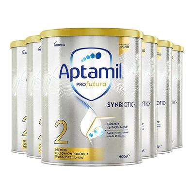 澳洲Aptamil爱他美白金版婴幼儿奶粉2段6-12个月正品营养900g*6罐