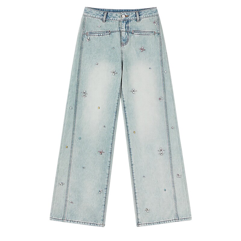 【星钻牛仔】MISSCOCOON可可尼阔腿裤女26春季新款复古棉质牛仔裤