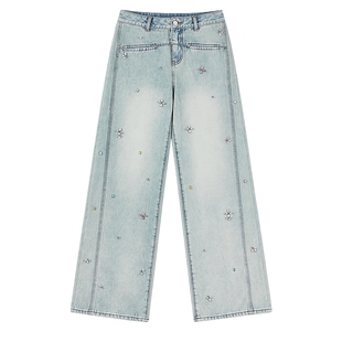 【星钻牛仔】MISSCOCOON可可尼阔腿裤女26春季新款复古棉质牛仔裤