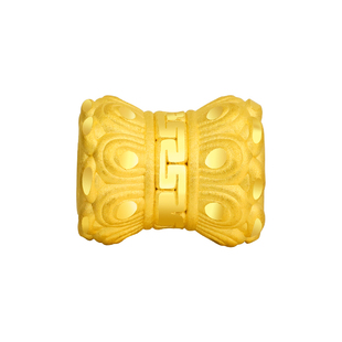 老克勒黄金3D硬金莲花隔珠转运珠999足金手链手串串珠桶珠配饰女