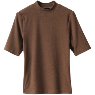 300克优可丝木纤维 女士纯色半高领T恤 大码修身中袖山东网店女装