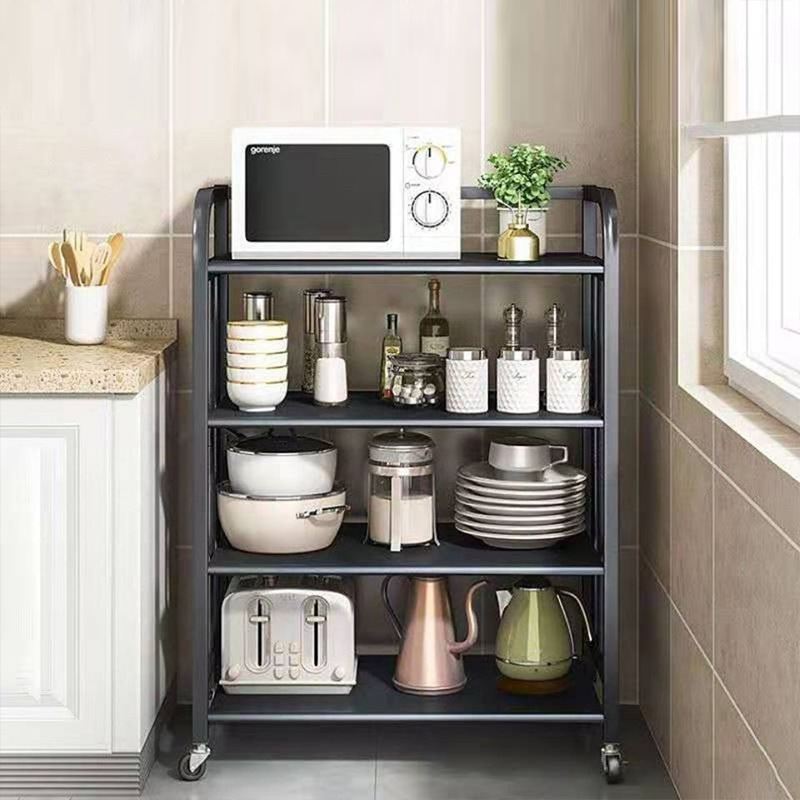 碳钢厨房四层置物架菜架饭店火锅店传菜推车厨房锅具微波炉置物架