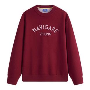 NAVIGARE意大利小帆船休闲圆领针织毛衣男潮流字母上衣套头羊毛衫