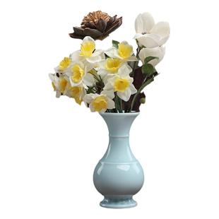 戴玉堂青瓷天青色佛台佛前供花花瓶一对家用供佛供奉佛具用品摆件