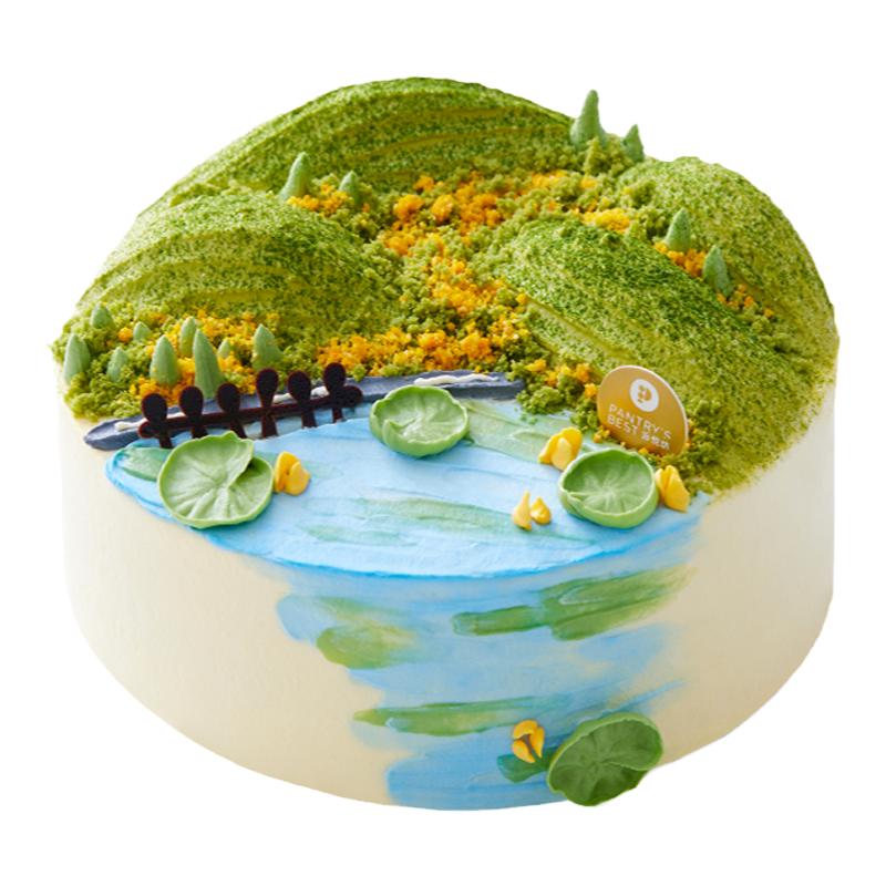 派悦坊云雾茶境生日蛋糕微景观龙井奶油男士甜品同城配送北京上海