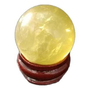 家居招财摆件天然黄水晶球属性土旺财镇宅办公室书房客厅财位圆形