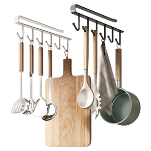 厨房挂钩架免打孔下挂收纳置物勾橱柜下悬挂式吊柜挂勺子铲子挂架