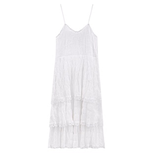 内搭长款蛋糕裙子白色吊带连衣裙女春夏季小众白月光初恋小白纱裙