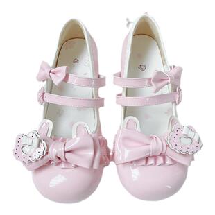 现货兔熊饼干|心萌少女Lolita原创圆头可爱蝴蝶结低跟洛丽塔lo鞋