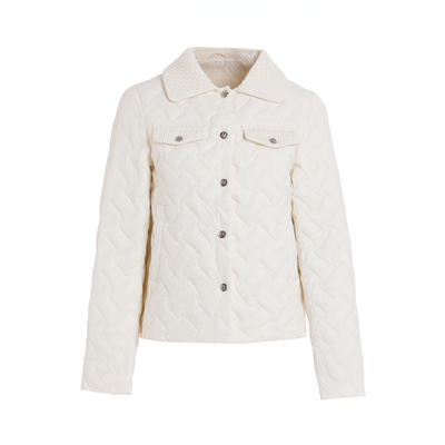 白色百搭通勤格子羽绒服