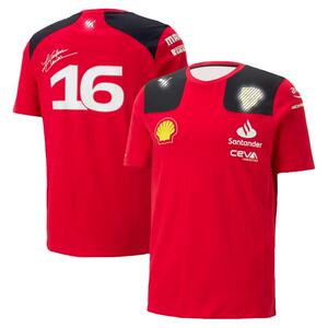 勒克莱尔T恤2023 新款f1赛车服短袖夏季车队衣服印花队服红色男士