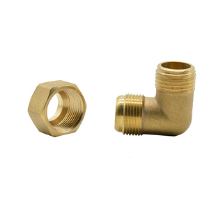 全铜弯头扩口2分4分等径加厚90度直角铜管喇叭口转接燃气水管接头