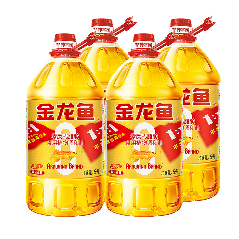 金龍魚黃金比例調(diào)和油5L*4 非轉(zhuǎn)基因食用油家用炒菜5升大桶裝