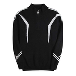 明星同款黑白撞色线条男士羊绒衫半高领拉链针织衫时尚青年毛衣潮