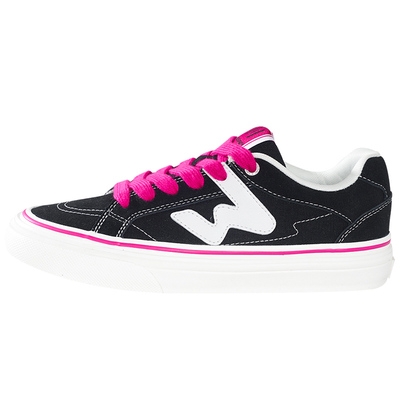 顽刻ollieskate黑粉拼色春季校园W系列翻毛皮拼接男女国潮滑板鞋