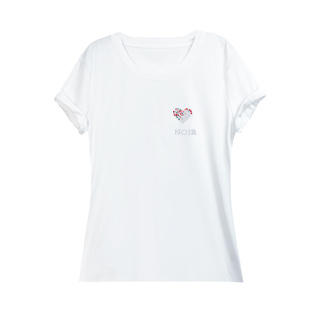 重工欧美2025夏新款圆领休闲烫钻印花精品棉时尚上衣短袖白T恤女