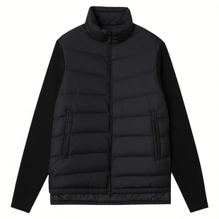 马克华菲立领轻薄羽绒服女短款2026新款秋冬季保暖针织拼接袖外套