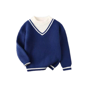 真维斯集团男童毛衣2024秋冬新款学院风针织衫男宝宝假两件毛线衣
