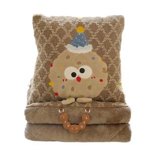 加厚两用长毛绒卡通抱枕被子毯靠垫沙发汽车午睡枕头多功能被加绒
