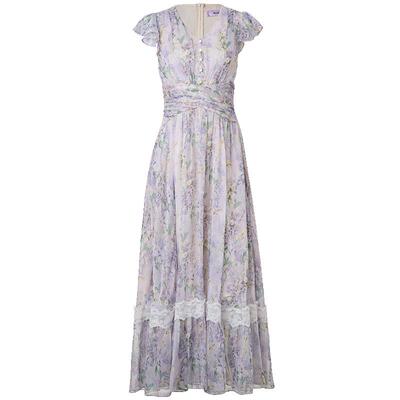 小荷叶袖设计、腰间多层褶设计