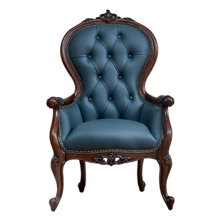 美式复古实木单人沙发椅客厅休闲老虎椅轻奢真皮扶手椅书房主人椅