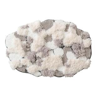 不规则地毯卧室床边毯房间ins风客厅阳台加厚地垫毛绒浅灰色耐脏