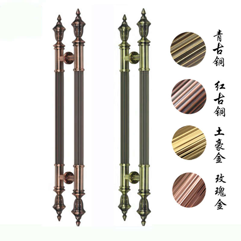 玻璃门仿古木门玫瑰金门把手推拉门欧式ktv门酒店大门拉手钛金