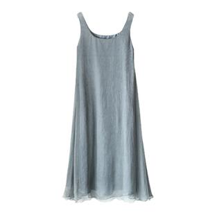 法式优雅小红色旅行绝美夏简洁露桑蚕真丝气质高级感女背心连衣裙