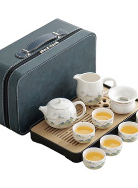 羊脂玉茶具套装便携式