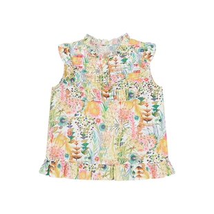 春夏女童纯棉荷叶领Liberty印花短袖 erdosKIDS鄂尔多斯童装