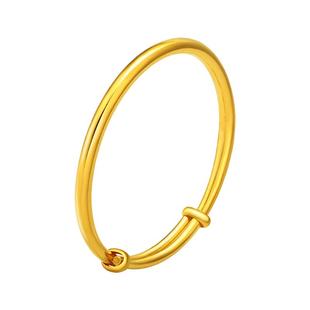 周大生黄金推拉手镯足金素圈镯子婚嫁三金女友老婆女神节生日礼物