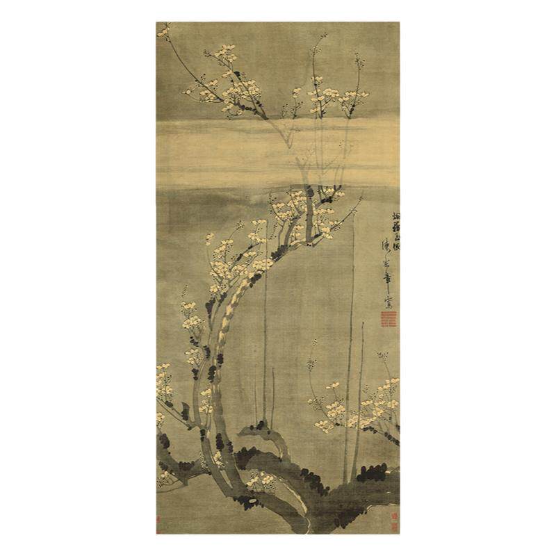 陈录烟笼玉树图工笔梅花图装饰画