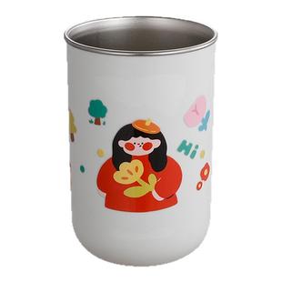 一家三口漱口杯不锈钢儿童卡通刷牙杯亲子洗漱杯情侣牙刷杯高颜值