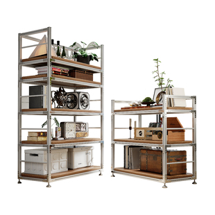 铝型材货架置物架多层落地收纳架模块化多功能工业风框架展示架子