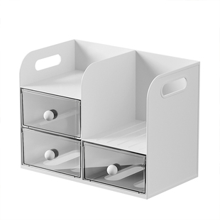 学生桌面整理收纳盒透明抽屉式书本收纳置物架文具书桌书架书立架