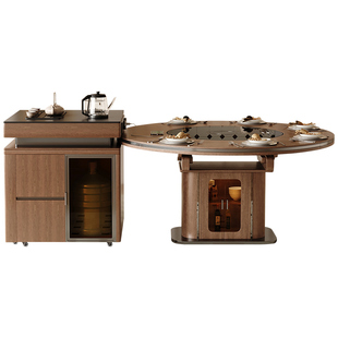 国家补贴北马实木岛台餐桌一体家用分离带茶几多功能拉伸暖菜餐桌