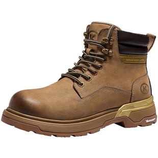 骆驼金甲KING马丁靴男米其林联名春季新款防滑户外耐磨工装大黄靴