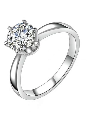 媲美D色真钻经典款六爪钻戒