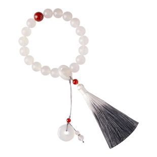 庆祥泰荔枝冻手捻绕指柔白玛瑙盘玩手串手链女生流苏手持七夕礼物