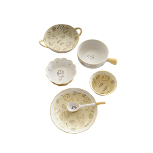 安木良品 大厂订单 可爱ins快乐猫系列釉下彩陶瓷家用盘子汤饭碗