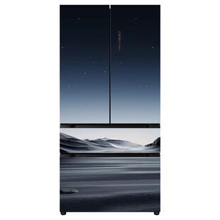 美菱黑珍珠556L镜面零嵌超薄法式多门制冰冰箱一级家用以旧换新